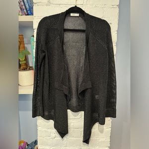 Vince Open Front Cardigan Black Metallic Long Sleeve Sweater  Women’s Size Small